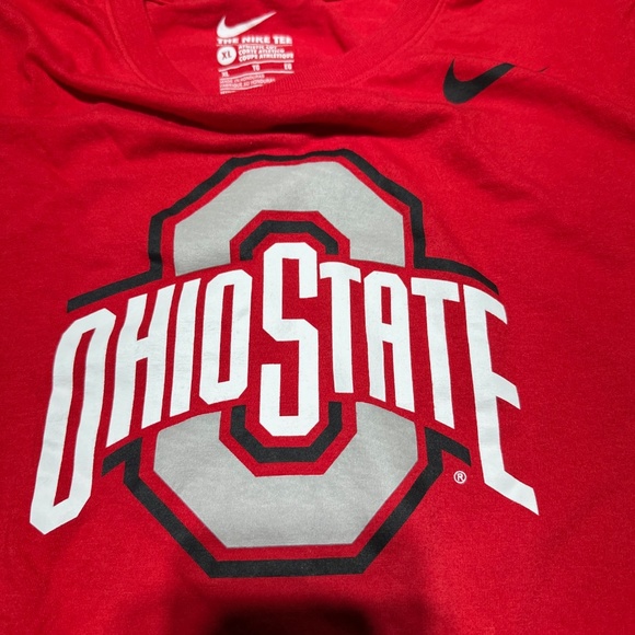Nike Athletic Cut Cotton T Shirt Ohio State Buckeyes Red Block Logo XL Slim - Picture 3 of 3
